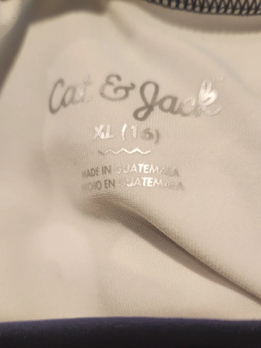 Cat And Jack White Blue Long Sleeve Rashguard Swim Shirt Extra Large 16